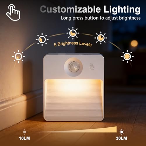 ELEPHANTBOAT® 2PCS RGB Motion Sensor LED Light, 16-Color Magnetic Wireless Rechargeable 3 Sensor Modes&Adjustable Brightness, Sensor Light for Home Indoor, Hallway, Staircase & Closet - Image 3