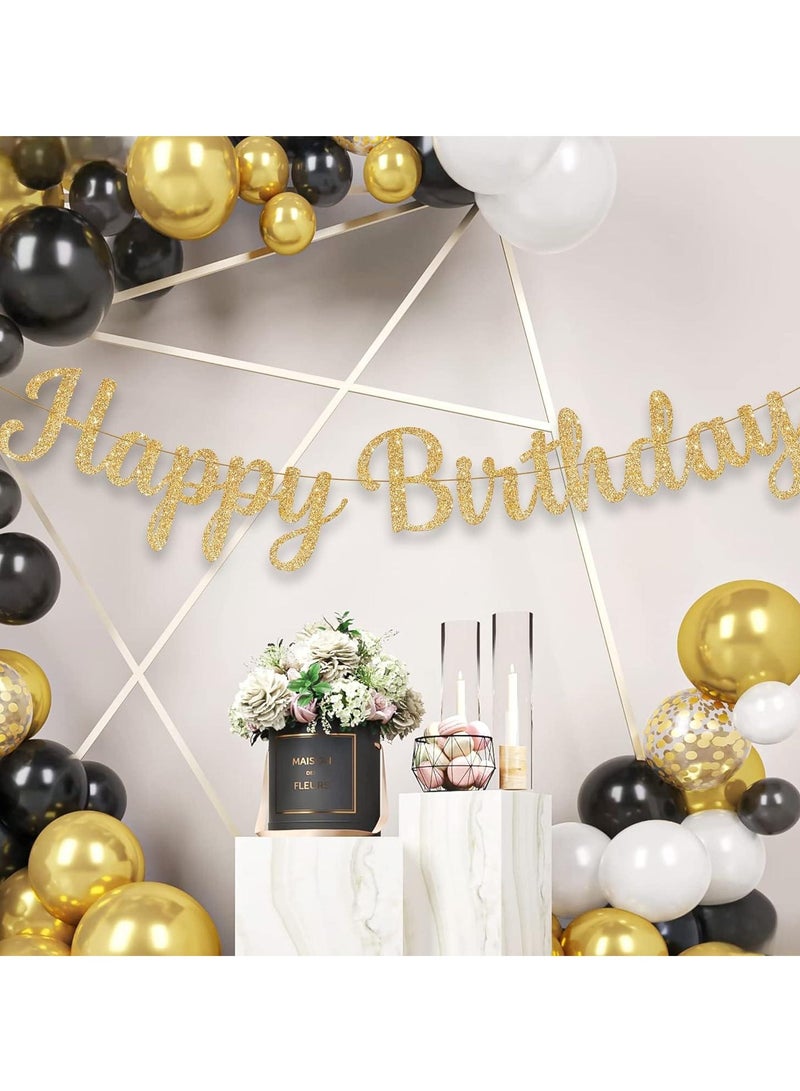 Glitter Gold Cursive Happy Birthday Banner - Pre-Strung, 4 Feet | Birthday Decorations for Women, Men, Boys and Girls | Hbd Banner Backdrop For Gold Party Decorations, Happy Birthday Sign  - Image 5
