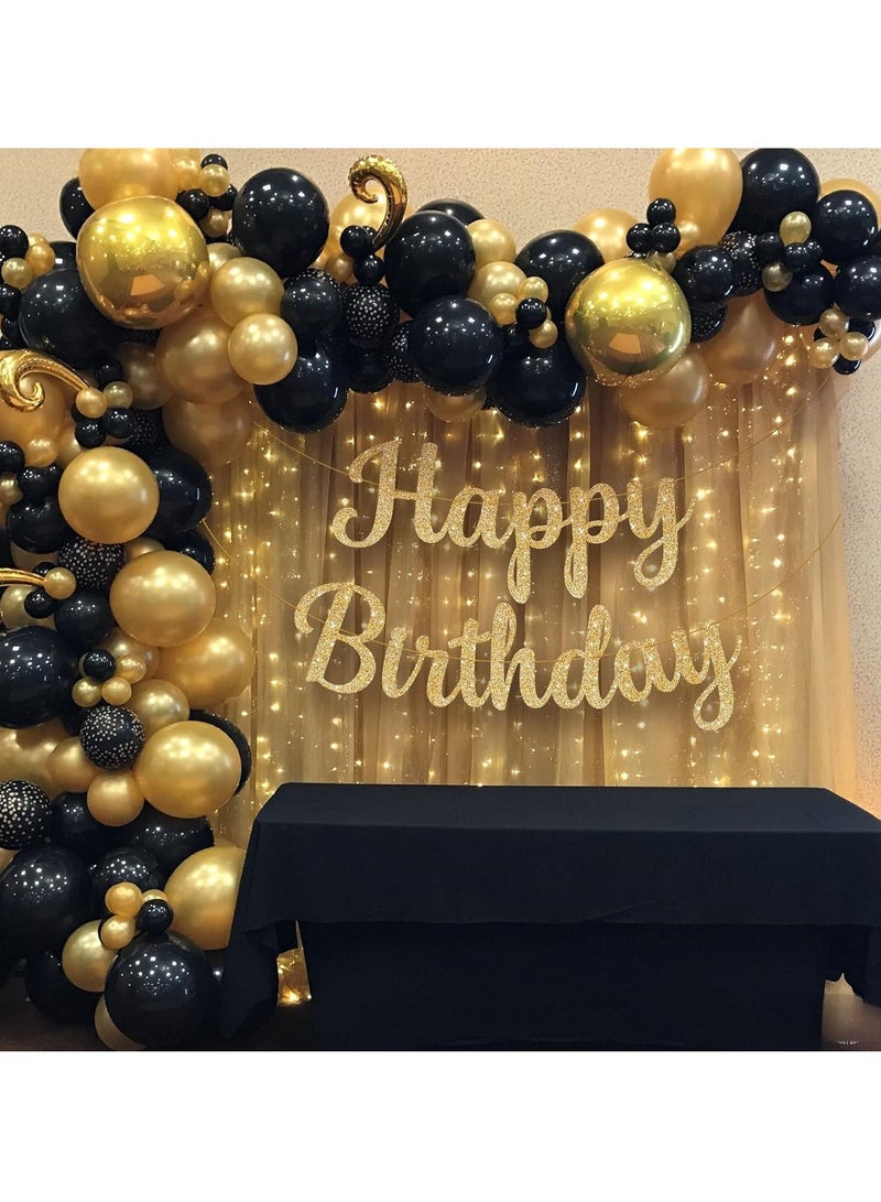 Glitter Gold Cursive Happy Birthday Banner - Pre-Strung, 4 Feet | Birthday Decorations for Women, Men, Boys and Girls | Hbd Banner Backdrop For Gold Party Decorations, Happy Birthday Sign  - Image 2