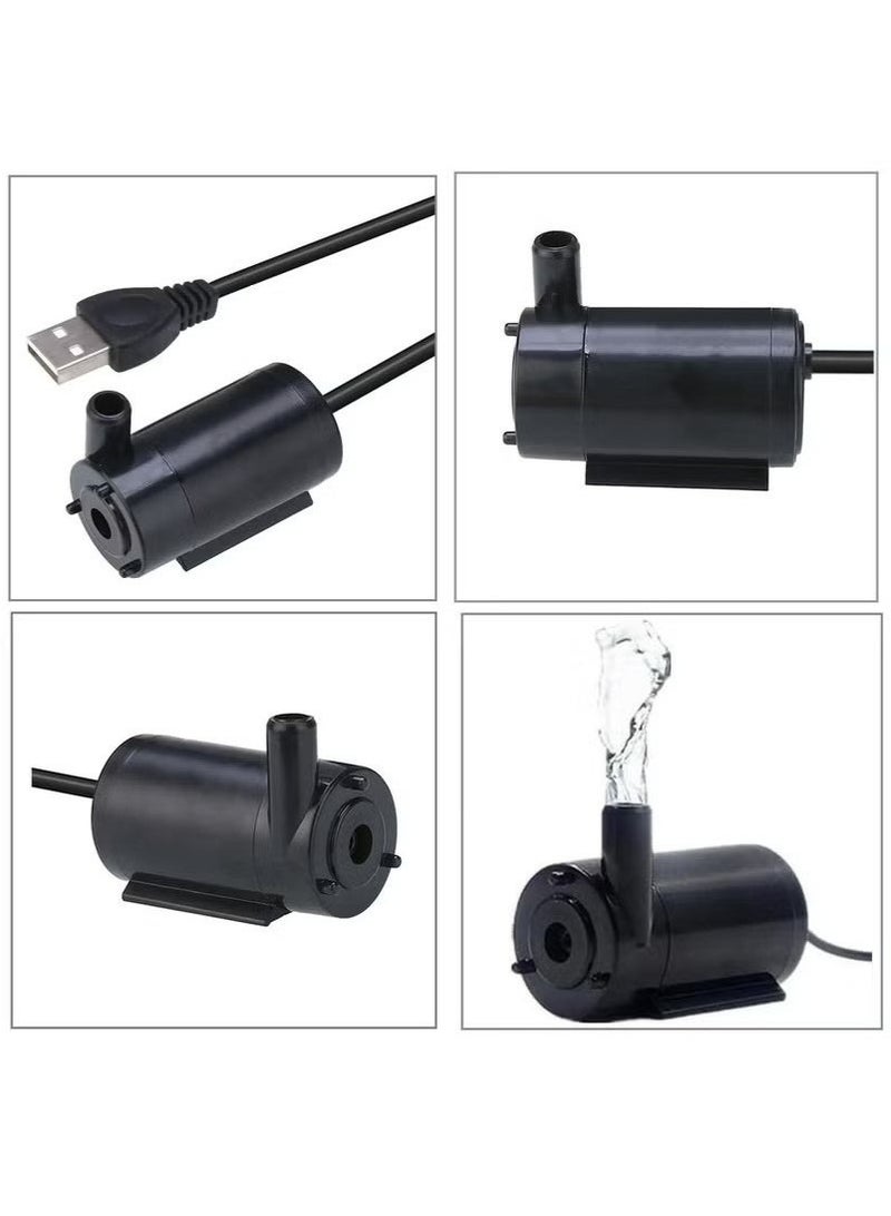Generic 3Pcs DC 3 5V USB Micro Submersible Mini Water Pump for Aquariums Fish Tank Pond Fountain Hydroponics Garden Fountain Waterfall Black  - Image 4