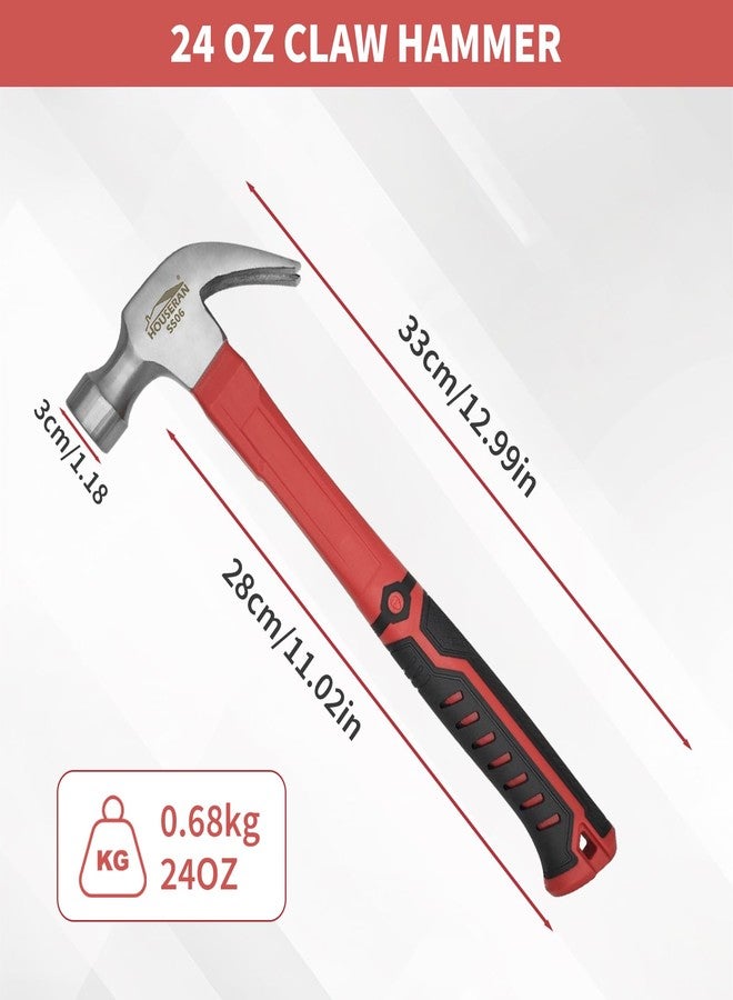 HOUSERAN مطرقة مخلب HOUSERAN 24 أونصة - مخلب مستقيم ذو وجه أملس - مطرقة شديدة التحمل بمقبض ناعم - Image 2
