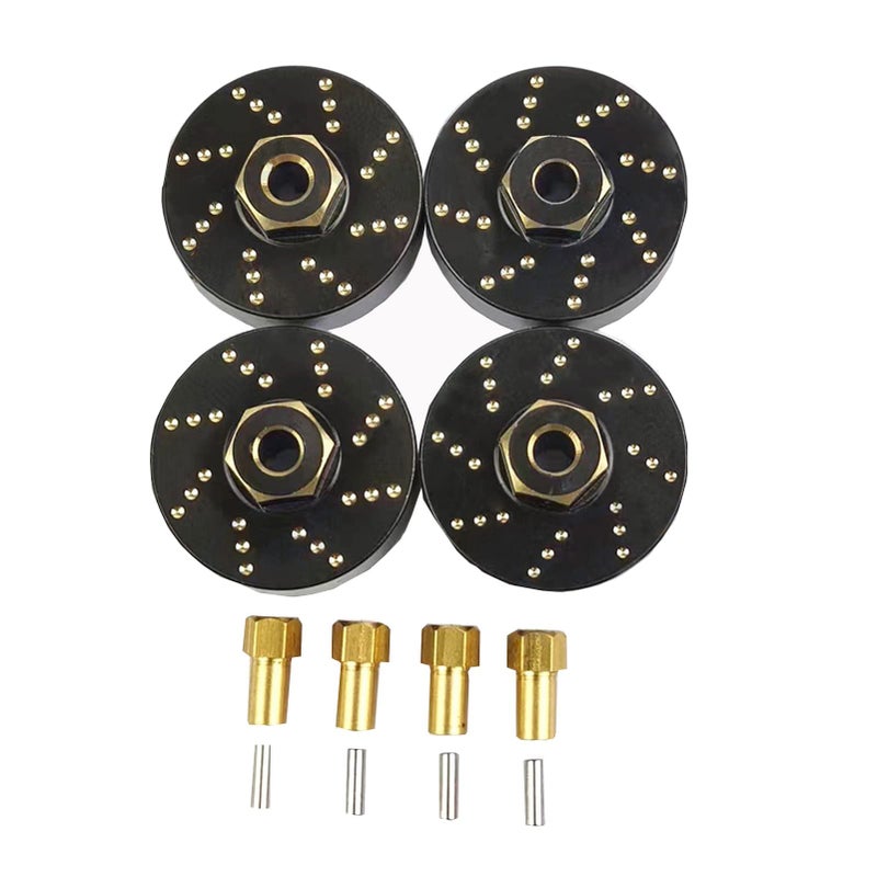 XSYGO 4pcs 13g Brass Wheel Weights with 7mm Wheel Hex Hub Extended Wheel Hubs Adapter for Axial SCX24 AXI90081 AXI00001 AXI00002 AXI00005 AXI00006 Upgrades 124 RC Crawler Car Black - Image 2
