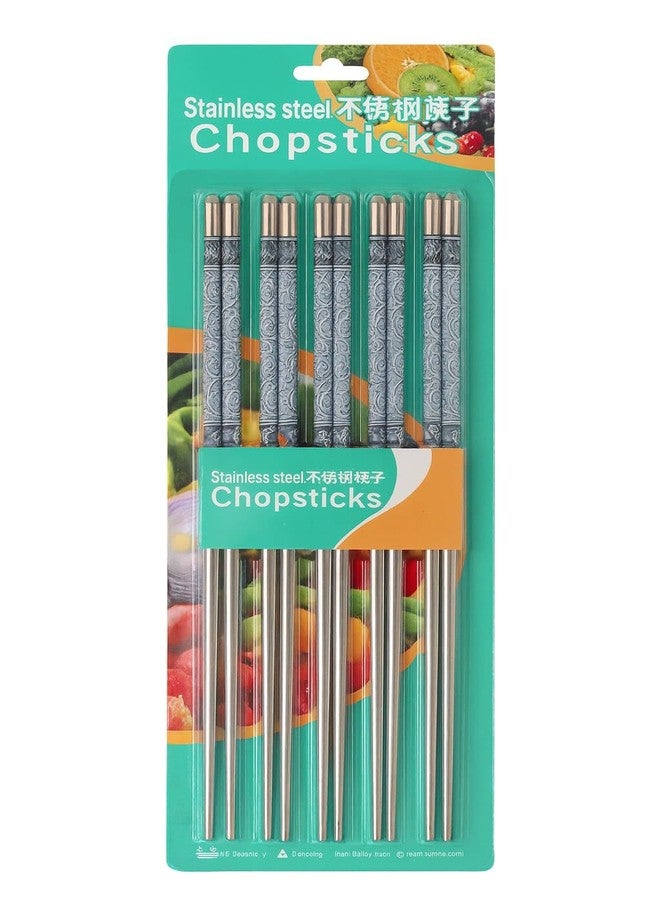 QUIRA Stainless Steel Chopsticks for Eating Non-Slip Chopstick Reusable(5 Pair) - Image 5