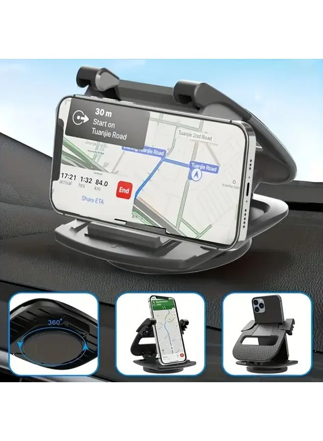 Black Universal Car Phone Mount 360 Rotation Dashboard Cradle Hands Free Driving All Around View - Image 1