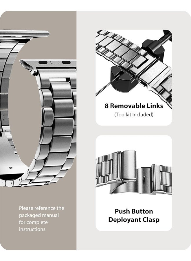 بولوز أحزمة ساعة Apple Watch المتوافقة 42 مم 44 مم 45 مم 49 مم، سوار iWatch من الفولاذ المقاوم للصدأ مع حافظة لساعة Apple Watch Series 8/7/6/5/4/3/2/1/SE/SE2/Ultra - Image 4