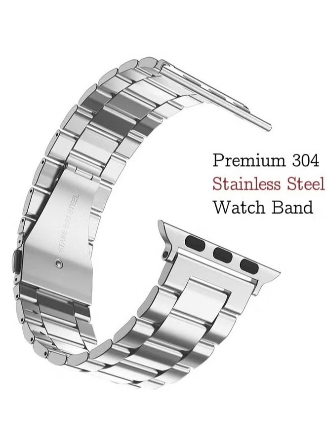 بولوز أحزمة ساعة Apple Watch المتوافقة 42 مم 44 مم 45 مم 49 مم، سوار iWatch من الفولاذ المقاوم للصدأ مع حافظة لساعة Apple Watch Series 8/7/6/5/4/3/2/1/SE/SE2/Ultra - Image 3