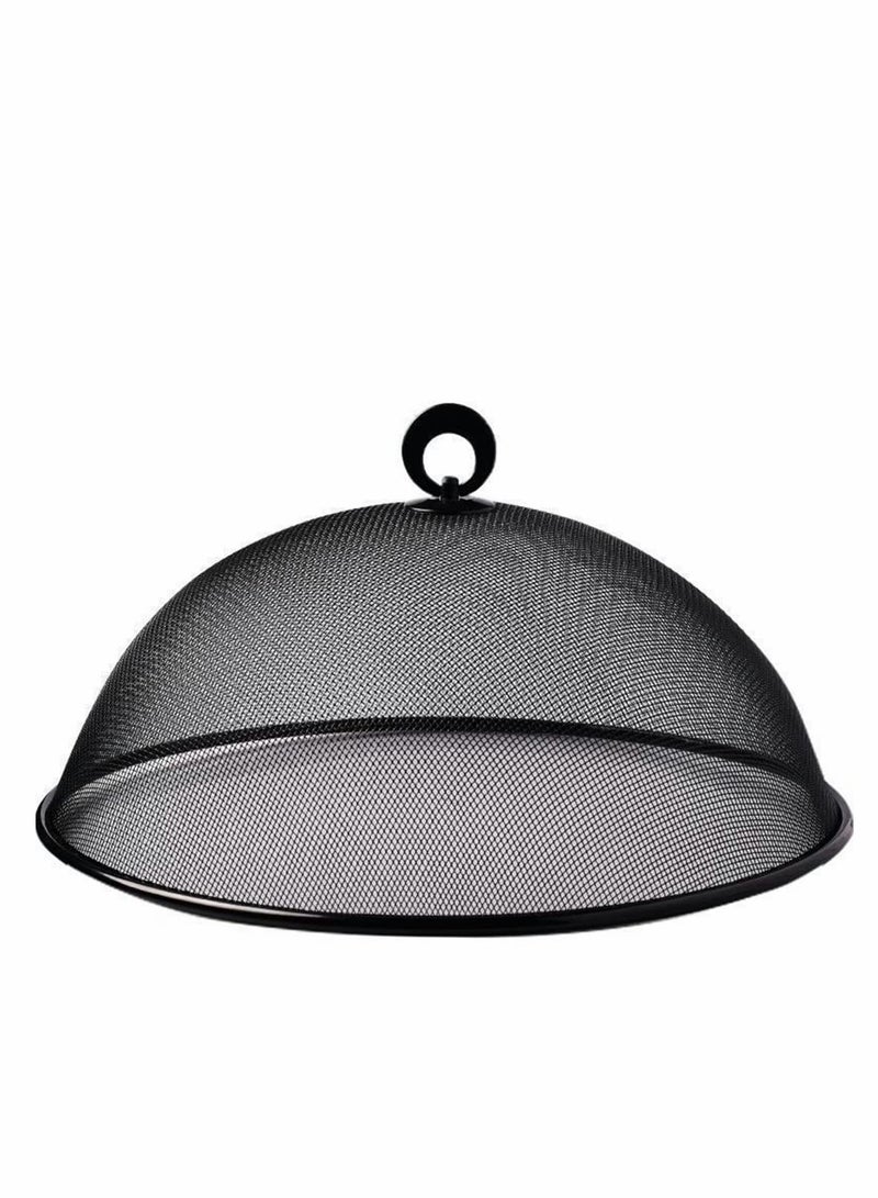 Excefore Mesh Food Cover, Stainless Steel Mesh Screen Food Tent Dining Table Round Umbrella Reusable Outdoor Picnic Food Lid Anti Fly Bugs Mosquitoes, 11.8Inch(Black) - Image 1