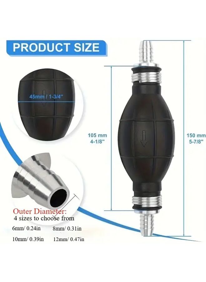 Black 8mm Manual Fuel Pump Primer Bulb for Marine Outboard Motor Gas Diesel Water Transfer - Image 2