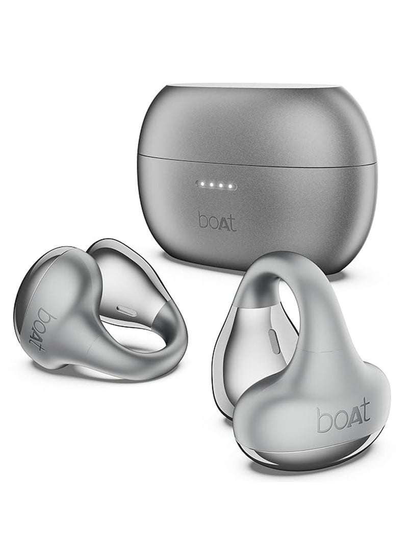 boAt Airdopes Loop OWS Earbuds w/Clip-On Fit, Air Conduction Tech, 50Hrs Battery, 4Mics ENx, Dual EQ Modes, 12mm Drivers, 40ms Latency, ASAP Charge, OWS Ear Buds in Ear Bluetooth Earphones - Cool Grey - Image 1