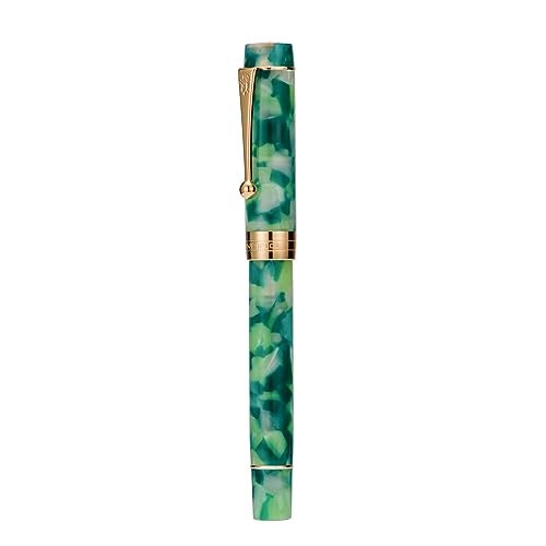 Lanxivi Jinhao Classic Fountain Pen Green Marble Gold Trim, Extra Fine Nib with Converter and Pen Case Set - Image 5