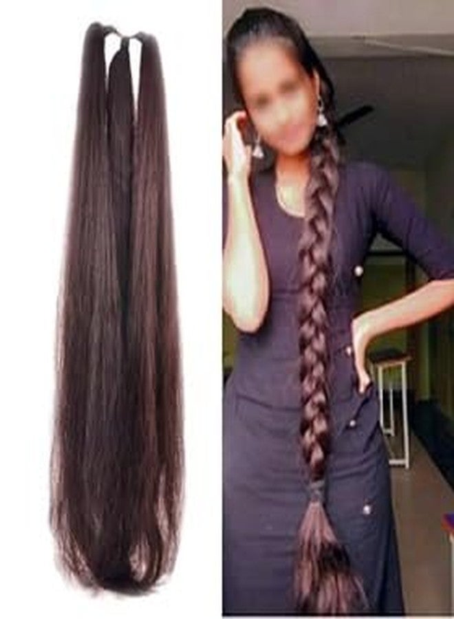 GIRISA Straight Synthetic Hair Extension, Brown Hair, 24inchs Long Lenght, Natural Choti Look - Image 1