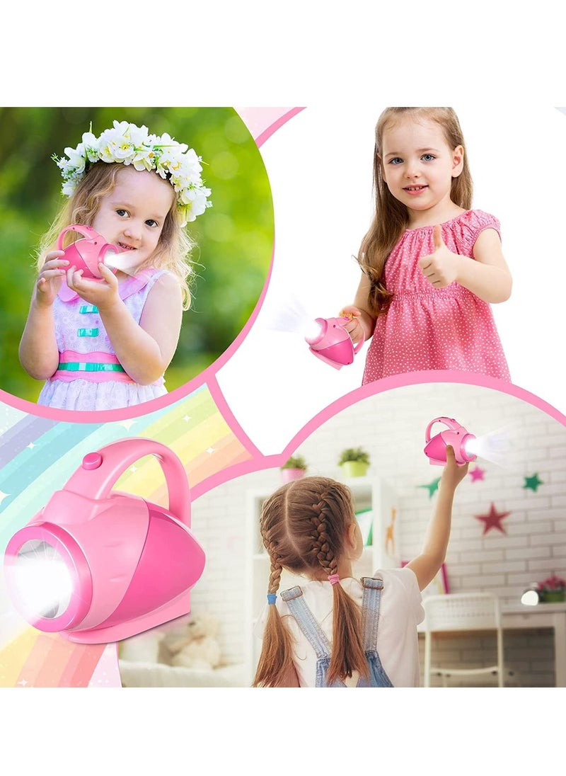 SYOSI Kids Flashlight Glow in Dark Toddler Flash Light Easy Grip Handle Lightweight for Reading Camping Hiking Outdoor Activities Games Nature Exploration Pink 2PCS  - Image 3