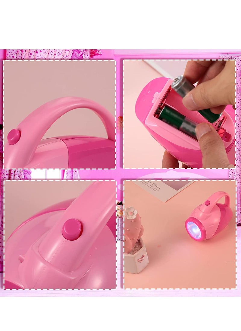 SYOSI Kids Flashlight Glow in Dark Toddler Flash Light Easy Grip Handle Lightweight for Reading Camping Hiking Outdoor Activities Games Nature Exploration Pink 2PCS  - Image 4