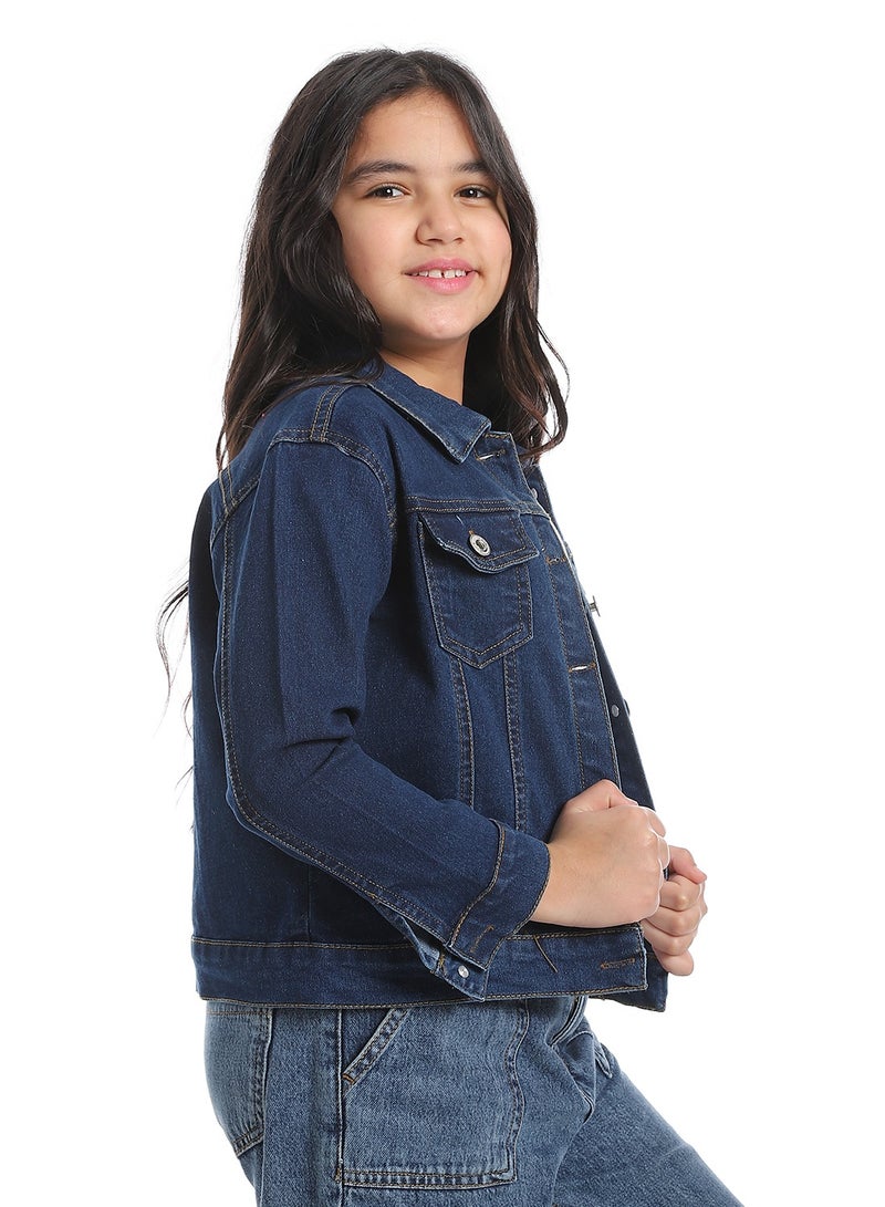 Andora Plain Denim Girls Jacket_Blue - Image 2
