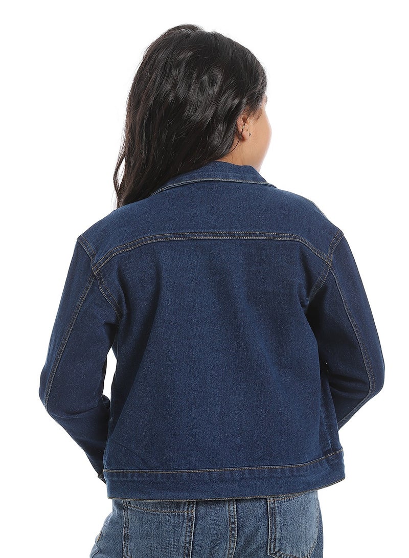 Andora Plain Denim Girls Jacket_Blue - Image 3