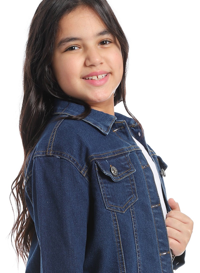 Andora Plain Denim Girls Jacket_Blue - Image 4