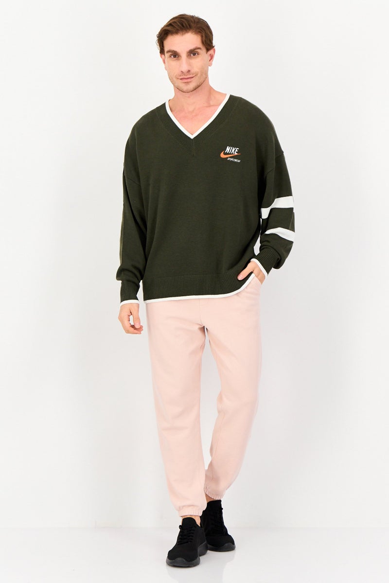 Nike Men Oversized Fit Embroidered Logo Outdoor Sweater, Olive - Image 3