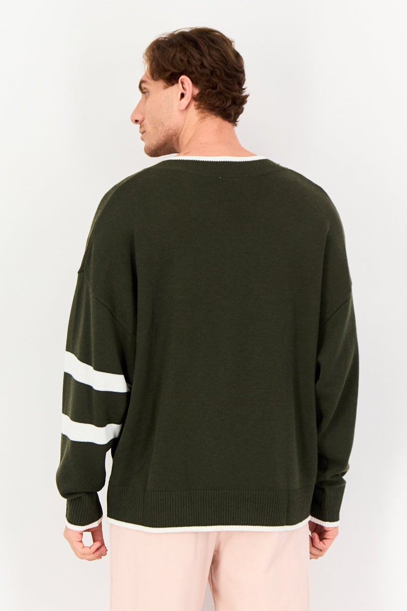Nike Men Oversized Fit Embroidered Logo Outdoor Sweater, Olive - Image 2