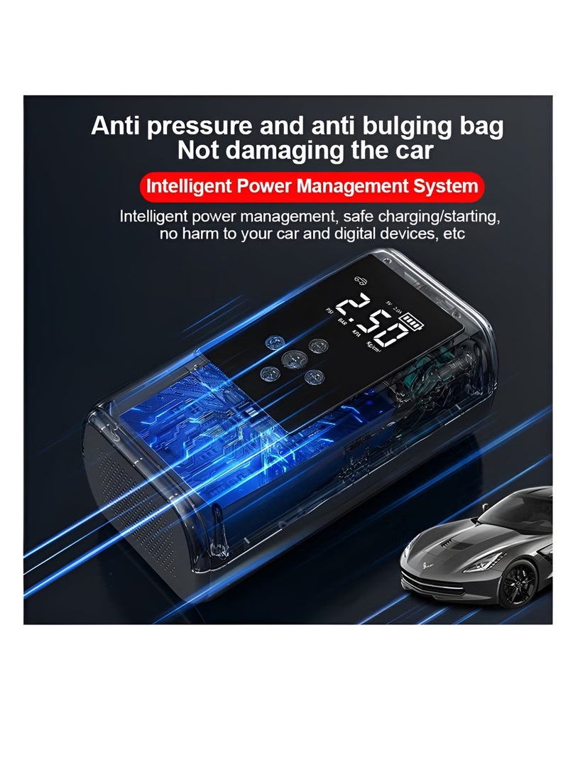 DBLEW Portable Cordless Car Battery Emergency Starter, Tire Air Pump, Air Compressor To Easily Inflate Tires, LED Display, With Flashlight, Mobile Power Supply, Large Capacity Storage - Image 5