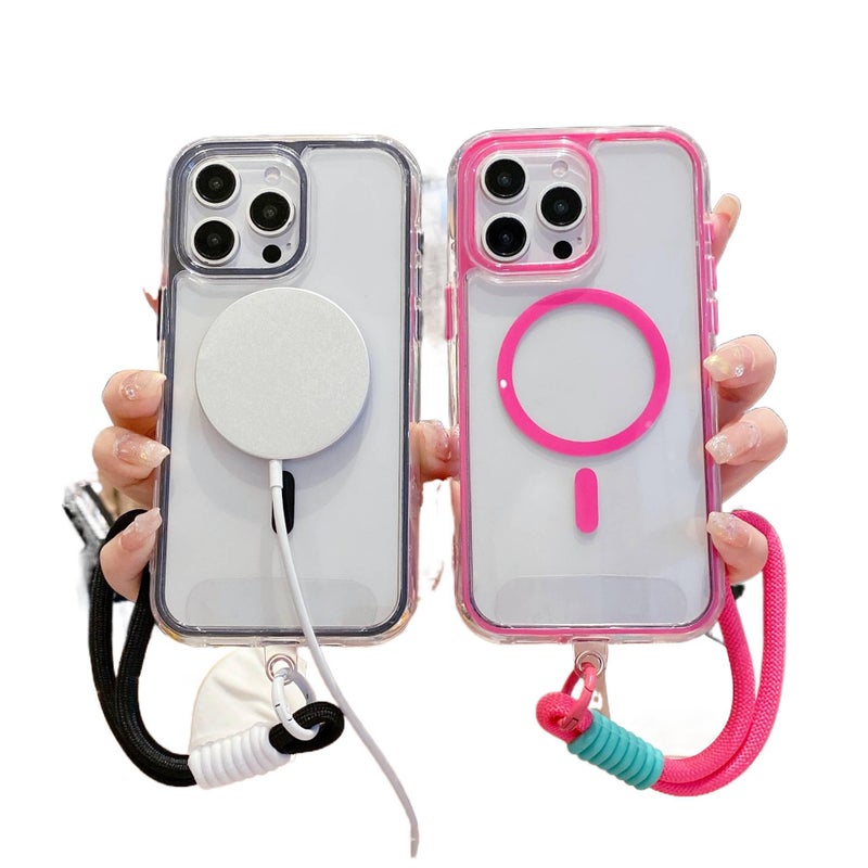 MagSafe iPhone 16 Pro Max Acrylic Case Protective for iPhone 16 16 Plus 16 Pro 16 Pro Max and Lanyard and Airbag in Purple - Image 2