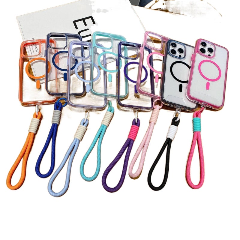 MagSafe iPhone 16 Pro Max Acrylic Case Protective for iPhone 16 16 Plus 16 Pro 16 Pro Max and Lanyard and Airbag in Purple - Image 4