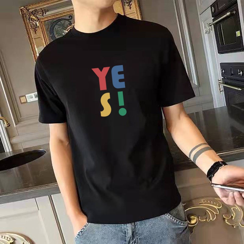 Foreign Trade Cross-border New Casual Men's T-shirt Round Neck Short-sleeved T-shirt Men's Slim-fit Printed Sports Base Shirt - Image 4