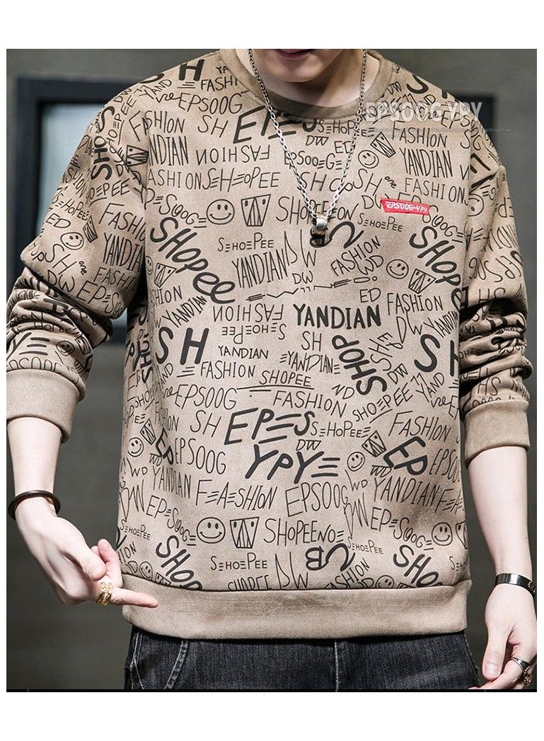 Large Size Fashionable Men's Letter Printed Loose Long Sleeved T-shirt  - Image 2