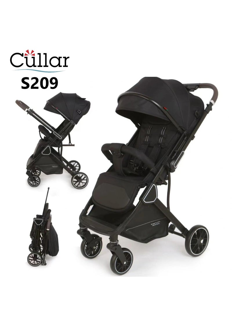 Cullar S209 Baby Stroller with One-Hand Fold | Adjustable Canopy & Reversible Seat | Shock-Absorbing Wheels, Secure 5-Point Harness | Lightweight Frame, Large Storage Basket, Ideal for Toddlers & Newborns