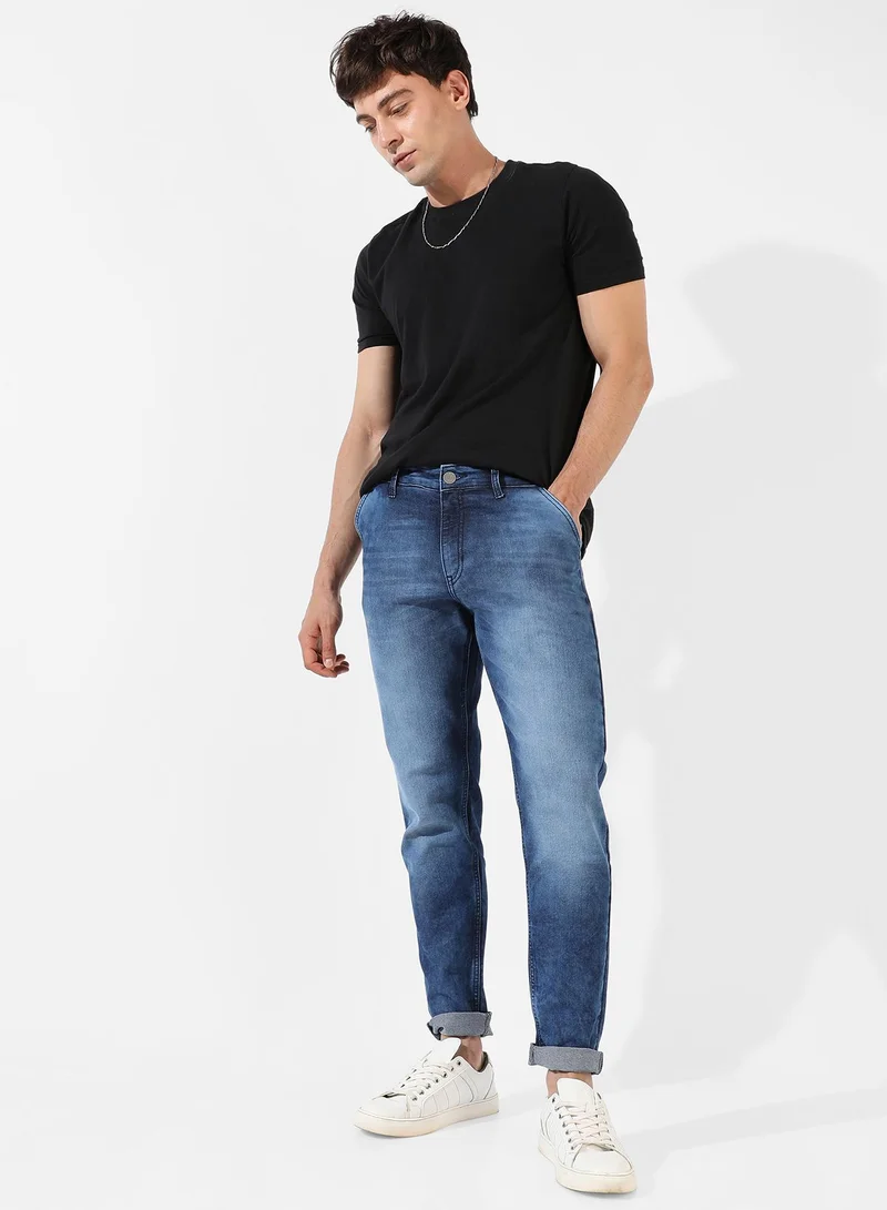 Campus Sutra  Men's Classic Blue Medium-Washed Regular Fit Denim Jeans for Men | Best Price UAE