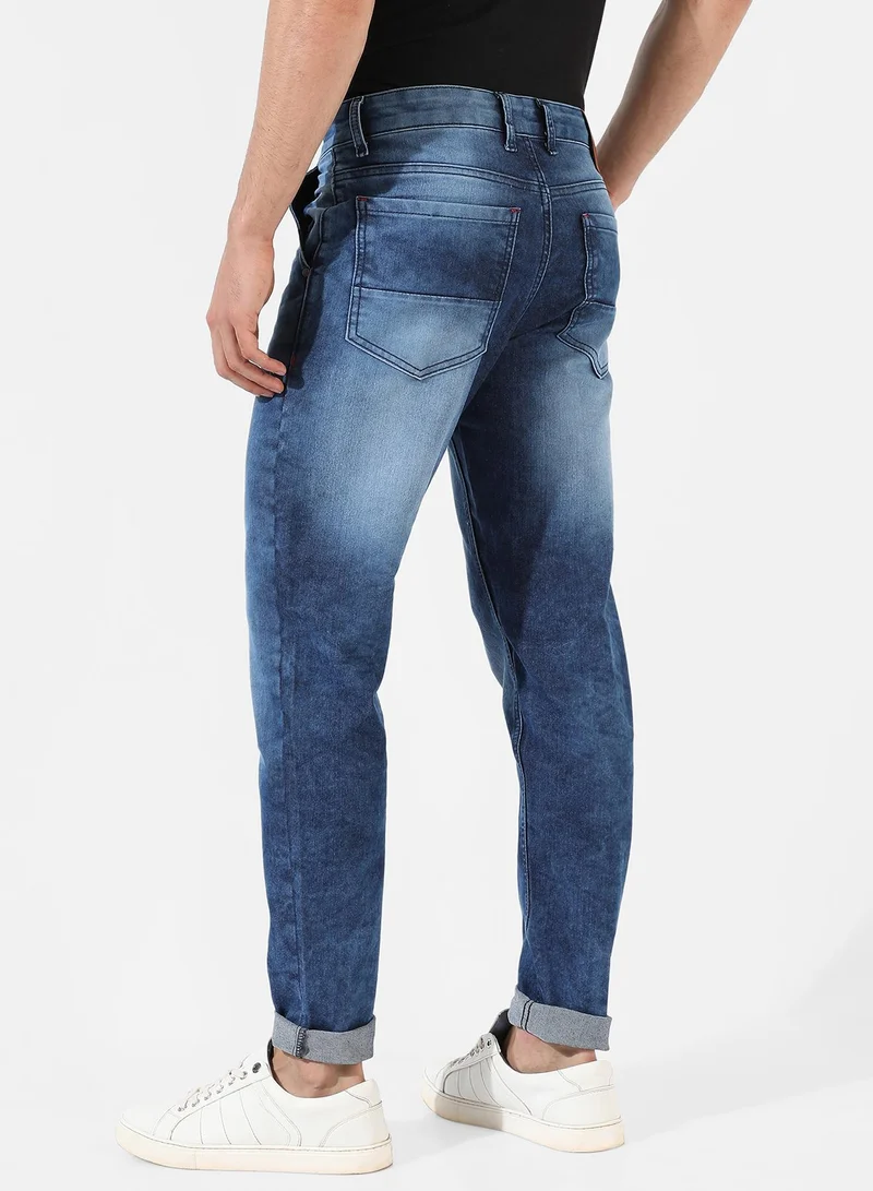 Campus Sutra  Men's Classic Blue Medium-Washed Regular Fit Denim Jeans for Men | Best Price UAE