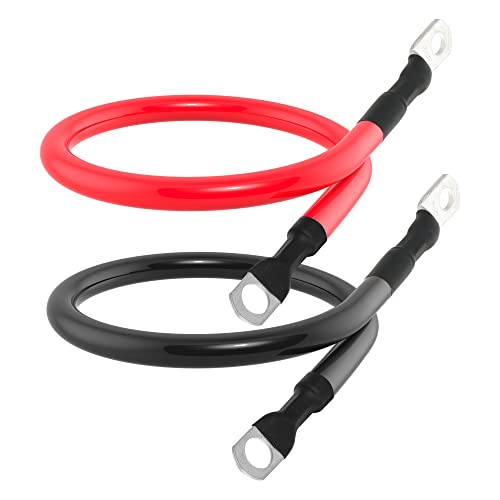 TUELETFU كابل بطارية 2 AWG كابلات عاكس بطارية 2AWG مع لقم 3/8 بوصة مجموعة أسلاك عاكس الطاقة من النحاس النقي للسيارات البحرية والقوارب وRV والدراجات النارية 2 قطعة (2 قدم) - Image 5