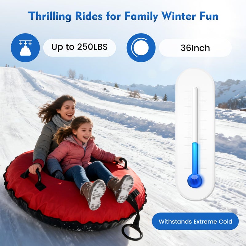 Lanmun Snow Tube for Kids & Adults, 44'' Inflatable Heavy Duty Snow Sled with Premium Canvas Cover & Thickened Bottom - Winter Outdoor Sledding Toy for Family Activities and Gifts - Image 2