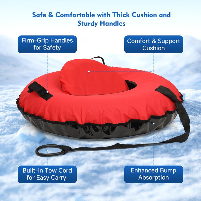 Lanmun Snow Tube for Kids & Adults, 44'' Inflatable Heavy Duty Snow Sled with Premium Canvas Cover & Thickened Bottom - Winter Outdoor Sledding Toy for Family Activities and Gifts - Image 3