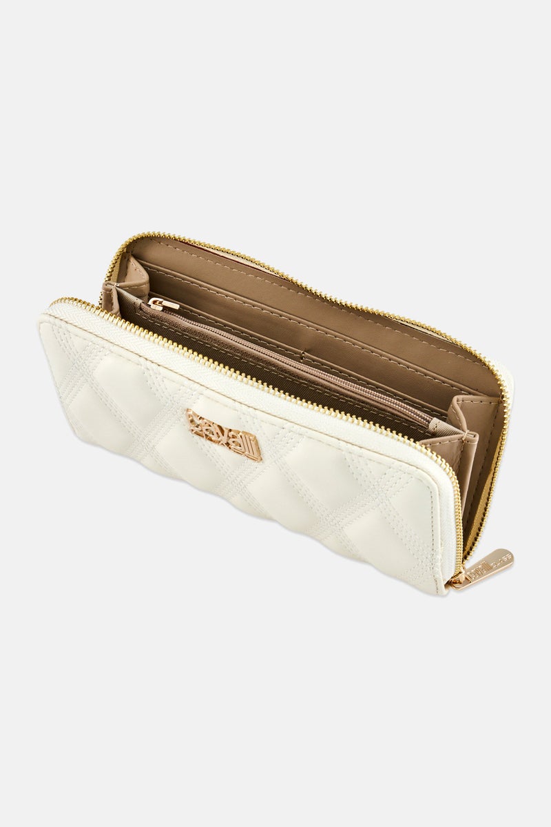 Cavalli Class Women Brand Logo Wallet, Cream - Image 2