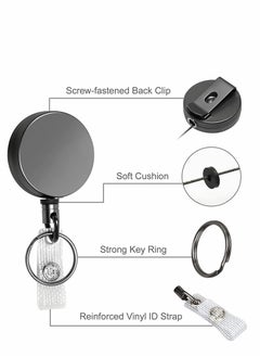 KASTWAVE 2 Pcs Heavy Duty Retractable Badge Holder Reel, Metal ID Badge Holder with Belt Clip Key Ring for Name Card Keychain  - Image 4