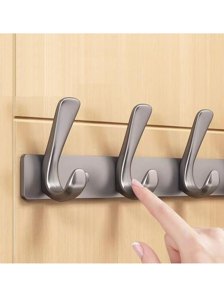 4 Door Hook Coat Bathroom Towel Hooks Wall Mounted Screw Fixed，Coat Hanger Robe Rack Holder in Bedroom or Kitchen, Gray - Image 2