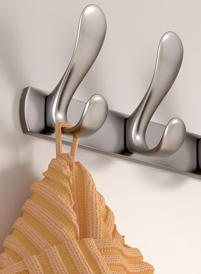 4 Door Hook Coat Bathroom Towel Hooks Wall Mounted Screw Fixed，Coat Hanger Robe Rack Holder in Bedroom or Kitchen, Gray - Image 3