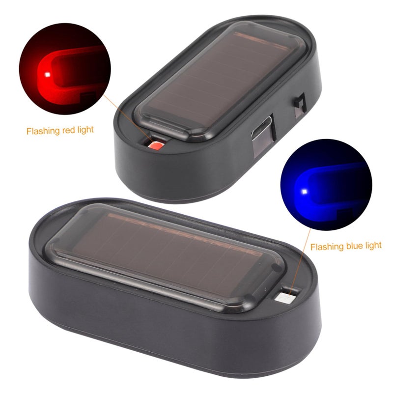 إنذار السيارة الشمسي مصابيح LED وامضة 2 قطعة مع منفذ شحن USB تحذير مكافحة السرقة - Image 4