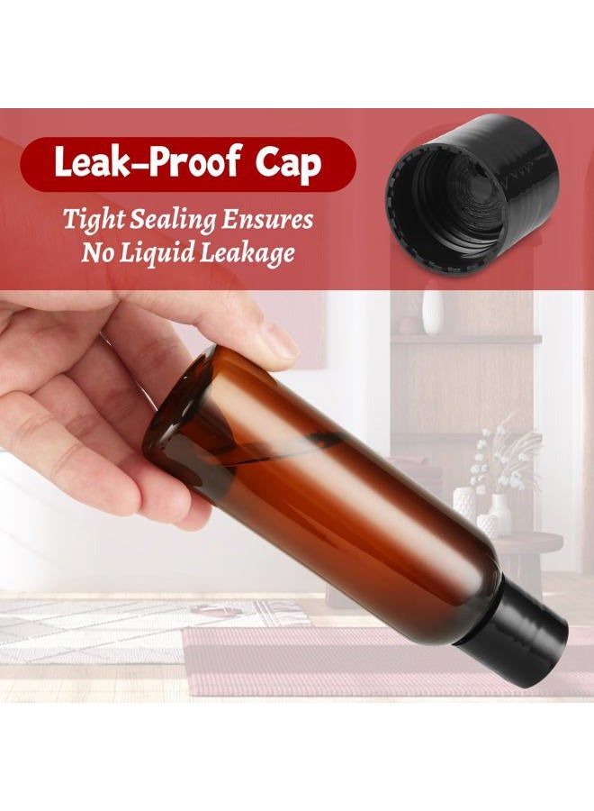 LOPYXBR 50 PCS 4 Oz Plastic Squeeze Bottles with Disc Top Flip Cap Amber Empty Squeeze Travel Containers 4 Oz Amber Refillable Plastic Bottles with Squeeze Top for Shampoo, Lotions, Cream - Image 4