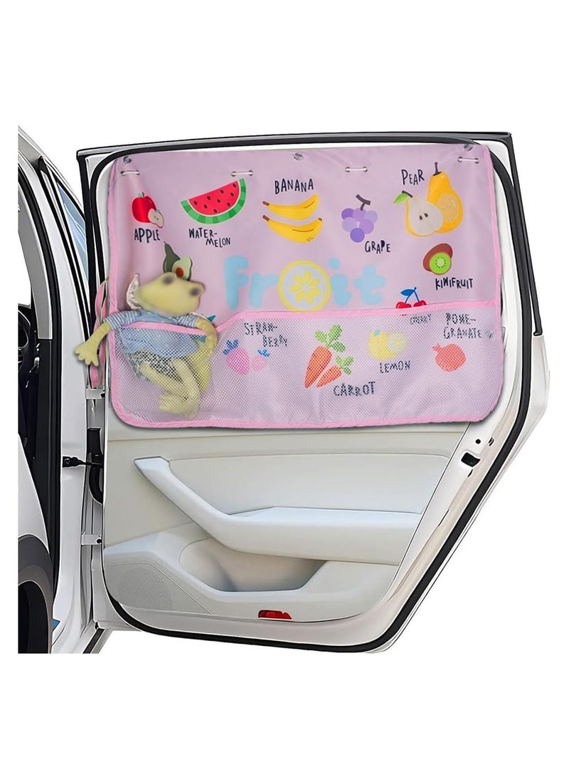 general 2 Pieces Baby Car Window Shades, 19.5‘ x 26.8’ Cartoon Pattern Car Window Shades Block Sunlight and Heat, Car Side Window Shades with Pockets and Suction Cups, Car Accessories - Image 1