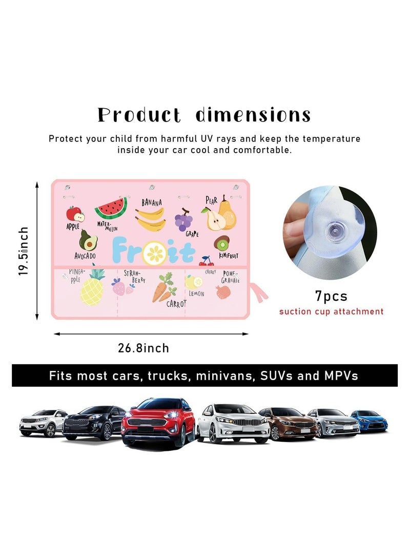 general 2 Pieces Baby Car Window Shades, 19.5‘ x 26.8’ Cartoon Pattern Car Window Shades Block Sunlight and Heat, Car Side Window Shades with Pockets and Suction Cups, Car Accessories - Image 2