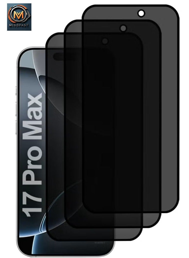 MIGOFAST IPhone 17 Pro Max Screen Protector Privacy Tempered Glass, 9H Hardness, Anti-Spy, Anti-Fingerprint, Scratch-Resistant  iP 17 Pro Max - Image 1