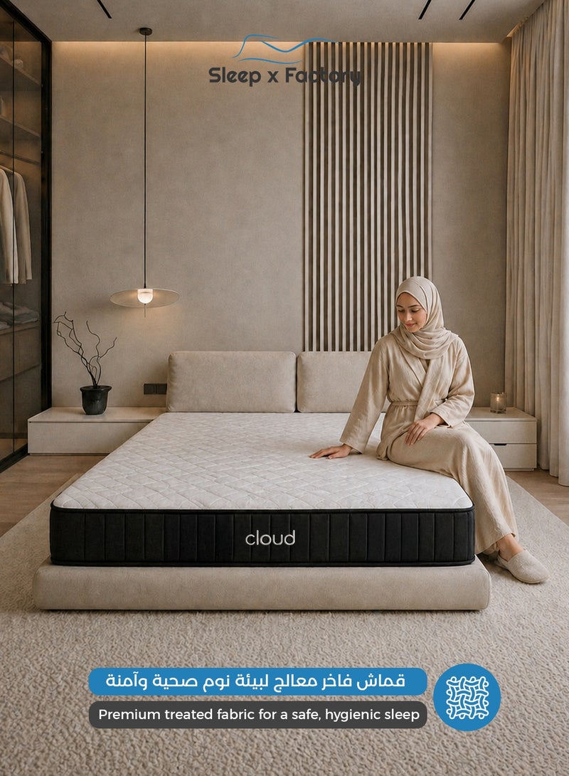 سليب × فاكتوري مرتبة CLOUD من Sleep X Factory بدعم تقويمي بوكيت سبرنج ارتفاع 25 سم راحة متوسطة - مقاس 200x200 سم - Image 4