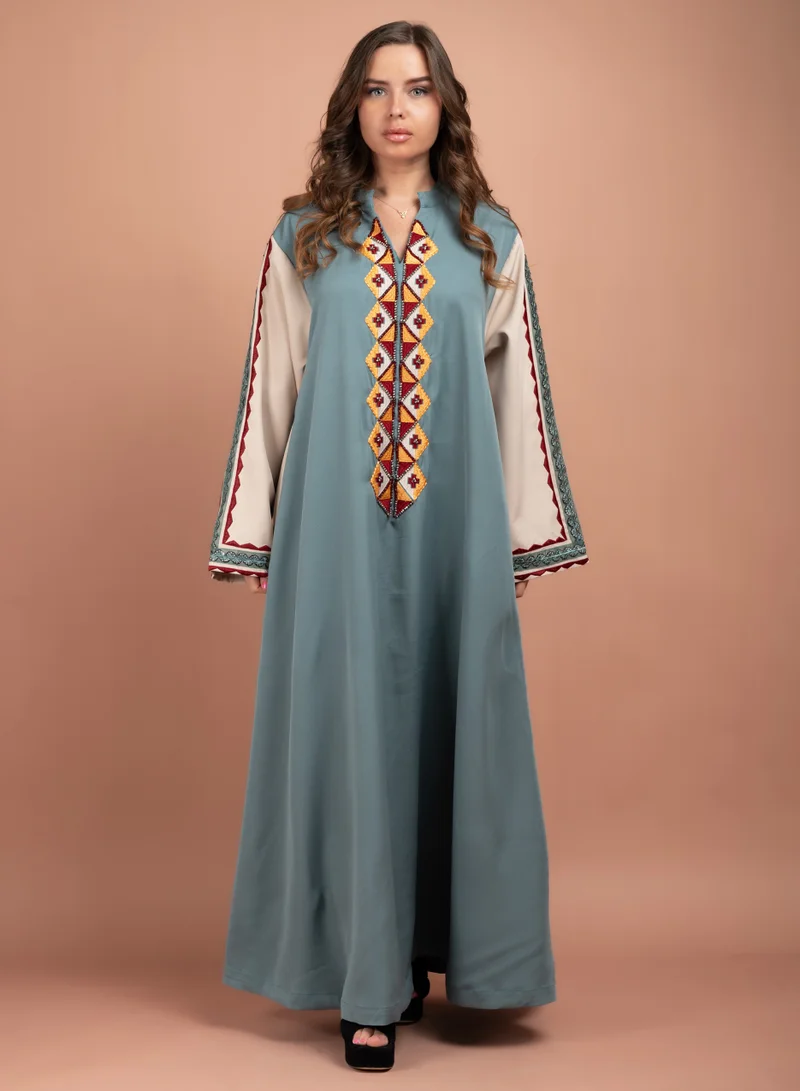 اكسا جلابية مطرزة يدوي CJ1018 ازرق