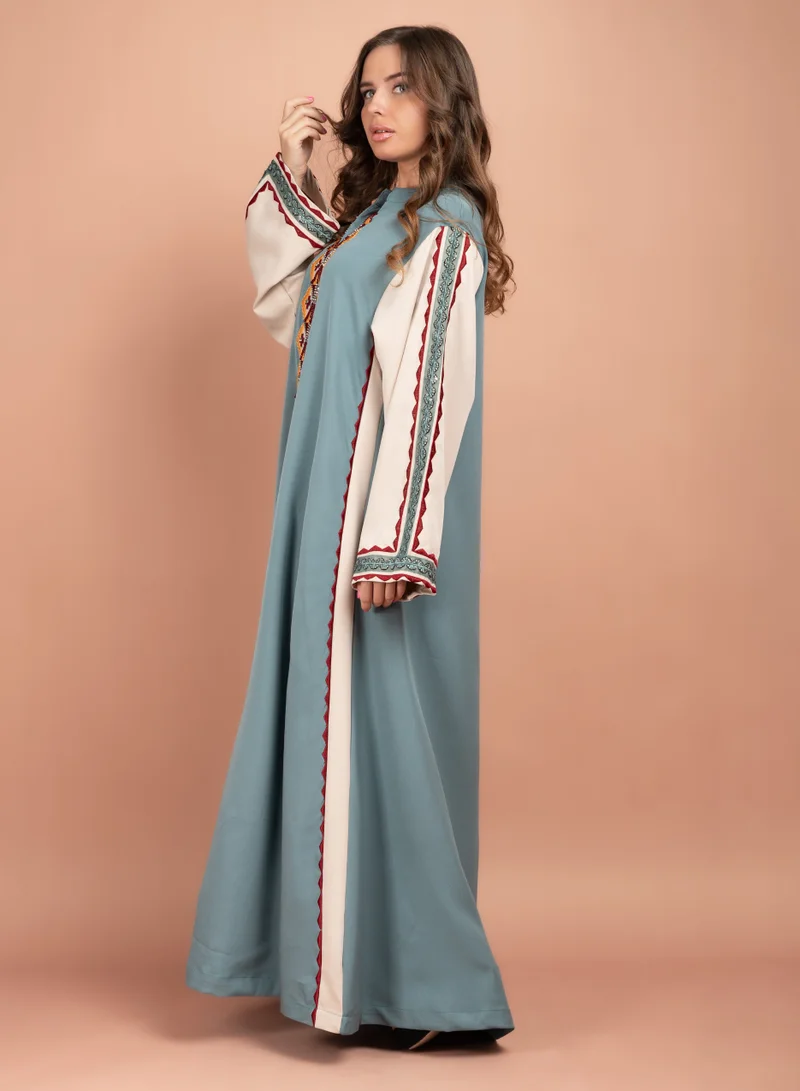 اكسا جلابية مطرزة يدوي CJ1018 ازرق
