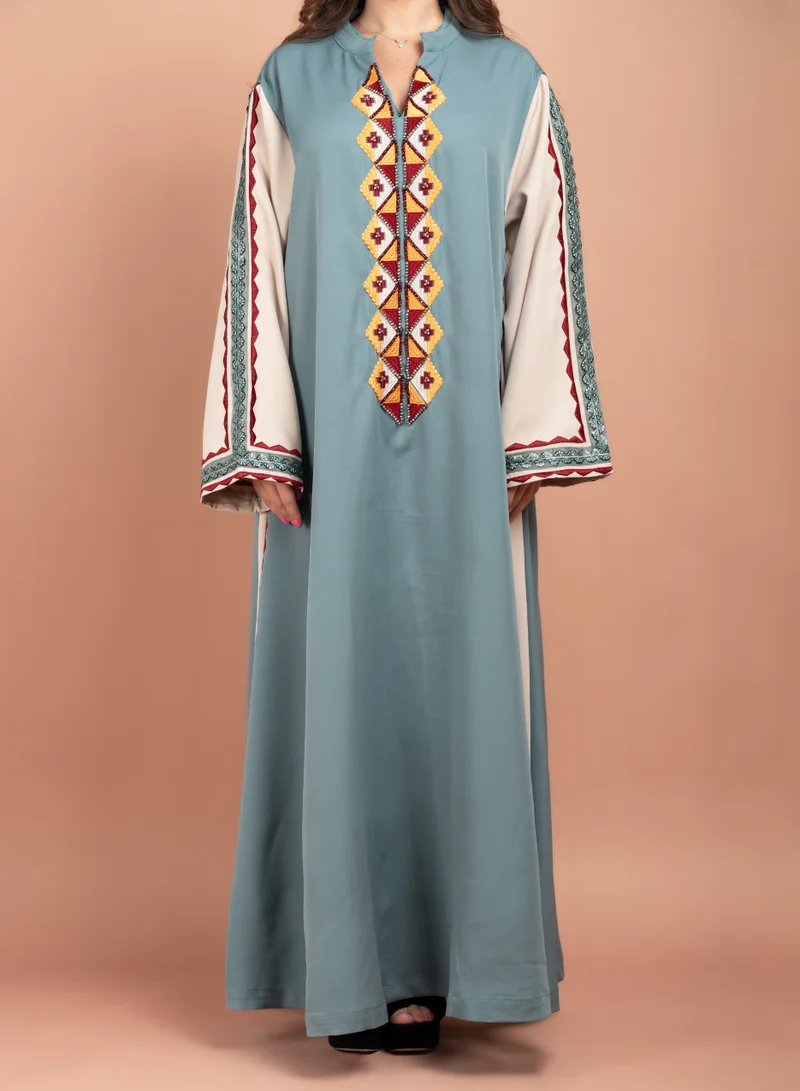 اكسا جلابية مطرزة يدوي CJ1018 ازرق