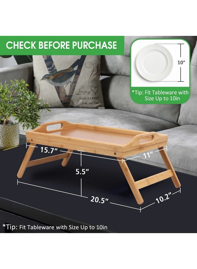 Artmeer Bed Tray Table with Foldable Legs,Bamboo Breakfast Tray with Handles Ideal for Sofa, Bed, Eating,Working,Used As Laptop Desk Snack Tray 2 Pack Bamboo - Image 3