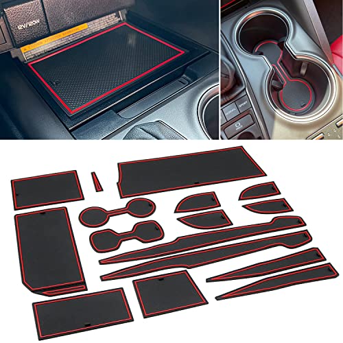 REMOCH for Toyota Camry Accessories 2018 2019 2020 2021 2022 2023 2024 Custom Cup Holder Insert Center Console Liner Organizer Door Pocket Mats Pad Red Trim 16 Pcs Set