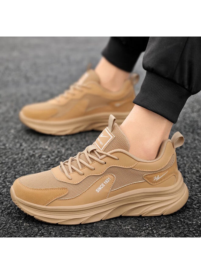 Double Star Shuangxing Men's Running Shoes, Spring Non-slip Heightening Dad Shoes, Thick-soled Comfortable Casual Shoes, Sand Color, Size 40 - Image 3