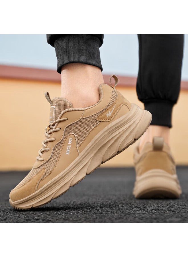Double Star Shuangxing Men's Running Shoes, Spring Non-slip Heightening Dad Shoes, Thick-soled Comfortable Casual Shoes, Sand Color, Size 40 - Image 4